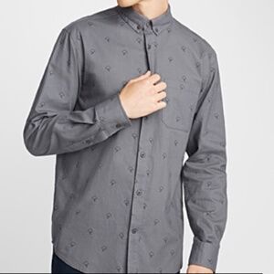 Djab men's grey button down shirt with lightning prints size M